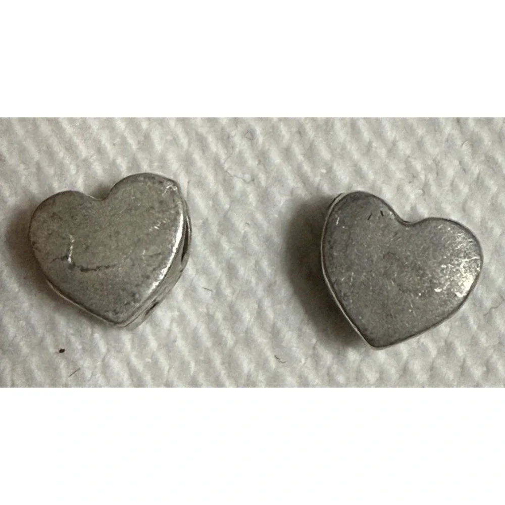 Vintage 925 Sterling Silver Heart Slider Beads Set of 2 Charms